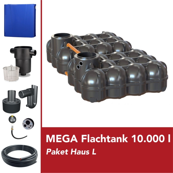 MEGA Premium Flachtank 10.000 l Paket Haus L