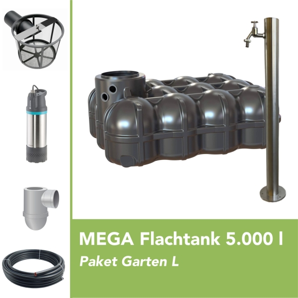 MEGA Premium Flachtank 5.000 l Paket Garten L