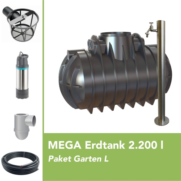 MEGA Premium Erdtank 2.200 l Paket Garten L